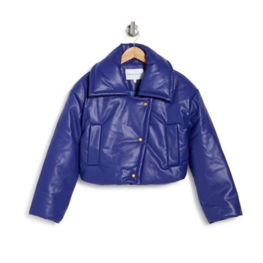 Rebecca Minkoff Faux Leather Biker Moto Jacket in Sapphire Blue